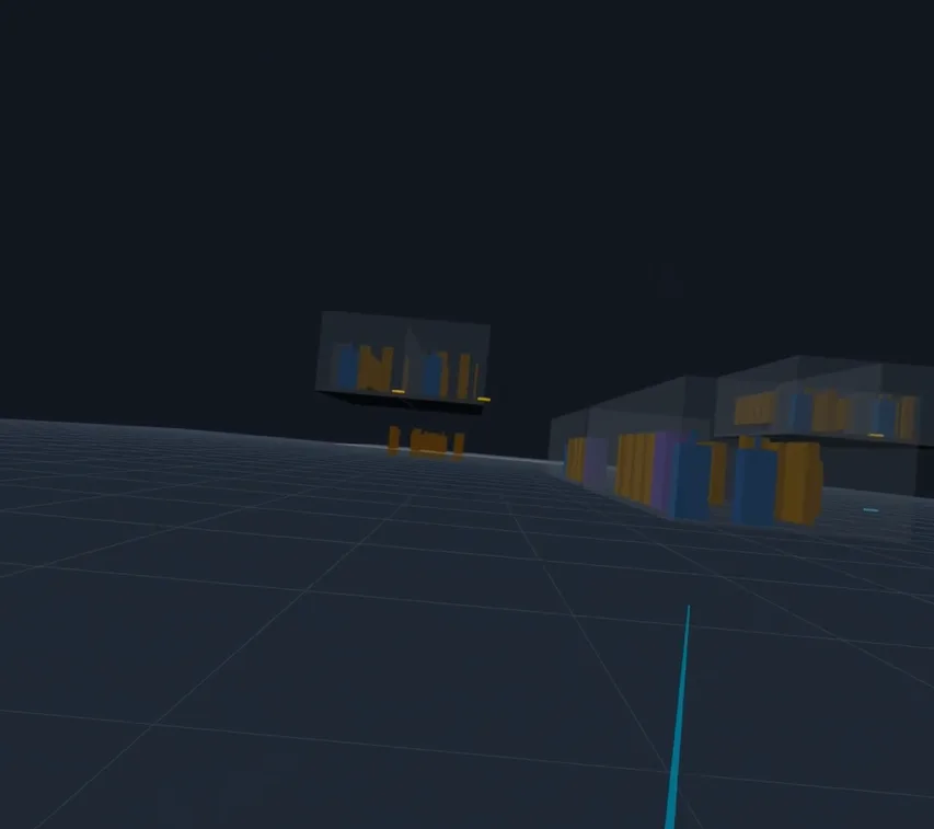 Headset view of a substation site at real scale with rooms and equipment